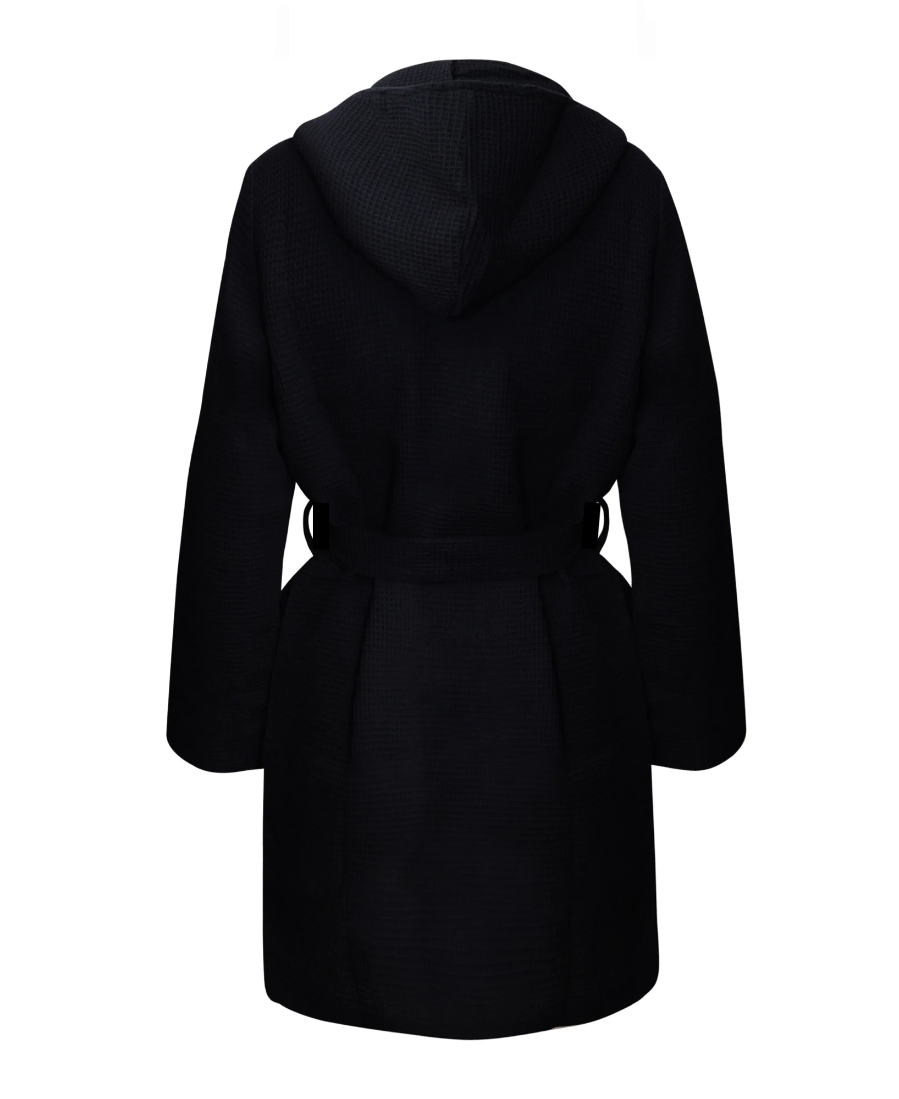 CR7 Boy's Hooded Waffle Weave Bath Wrap, Black - Image 3