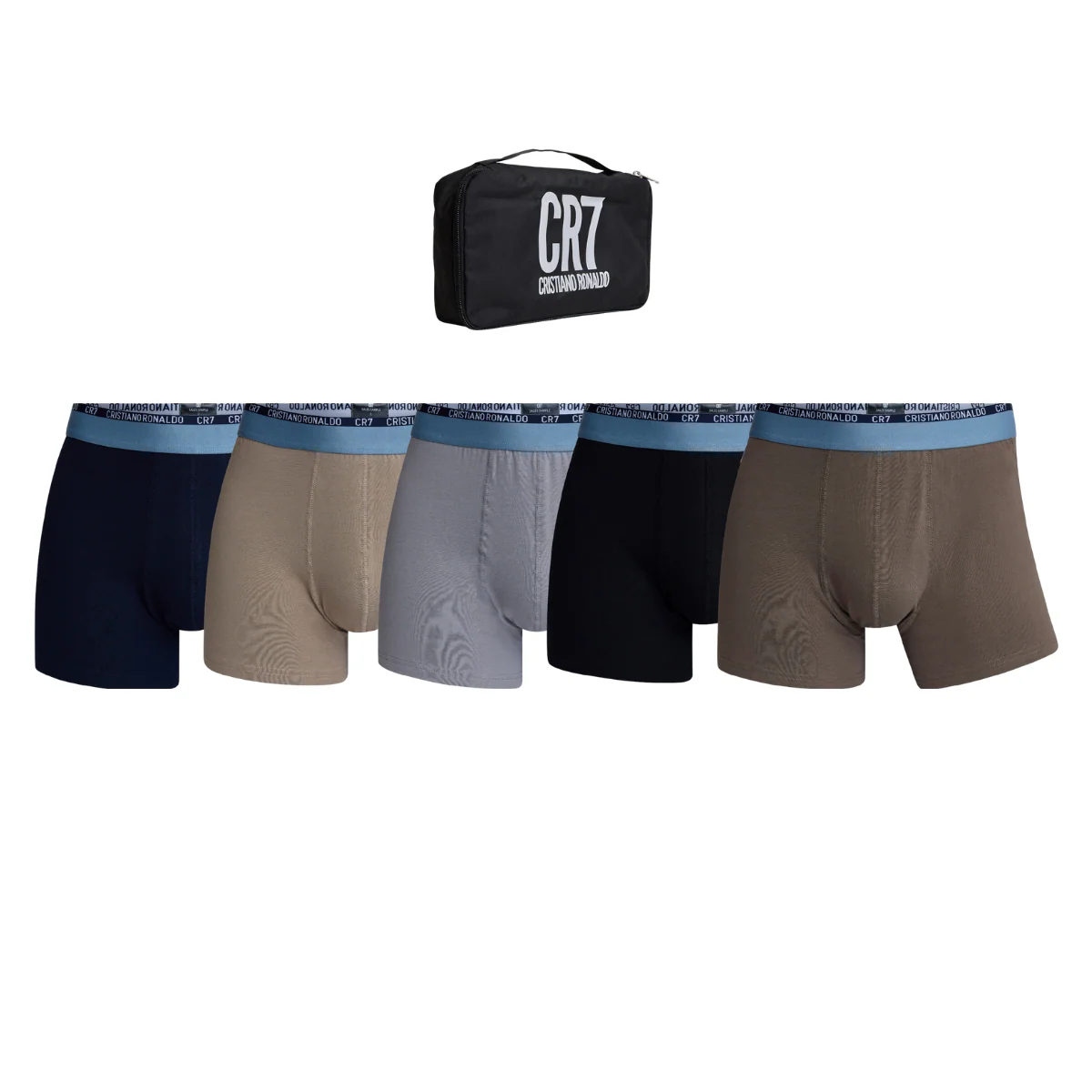 CR7 Men's 5-Pack Cotton Blend Trunks, Travel Bag
