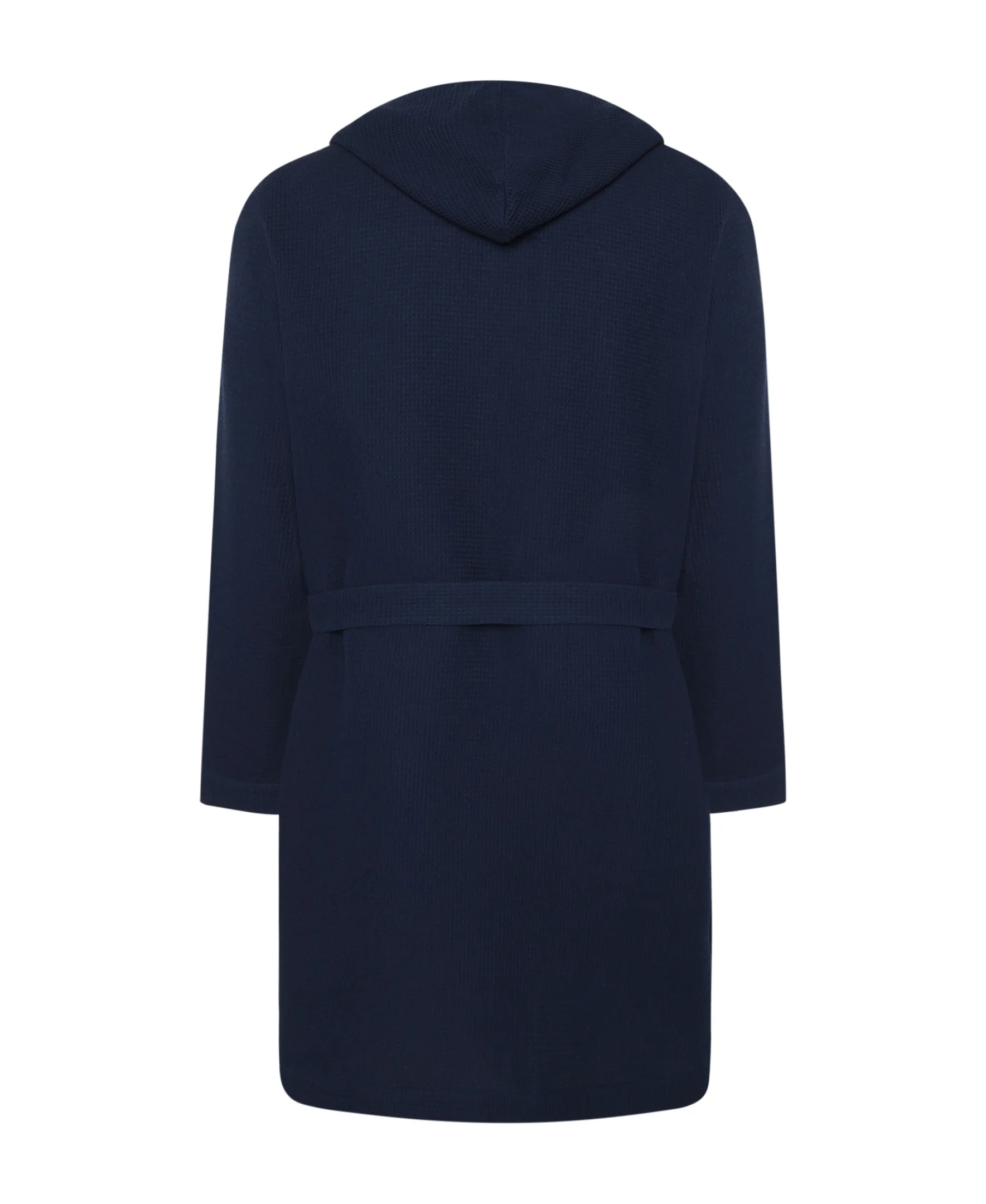 CR7 Men's Hooded Waffle Weave Bathrobe, Navy - Image 3