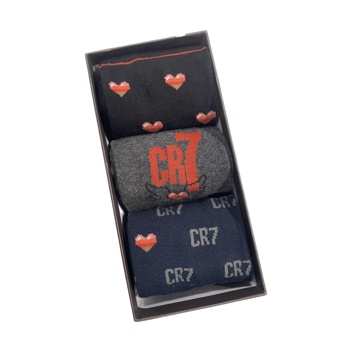 CR7 Men's Heart Cotton Blend 3-Pack Socks, Gift Box - Image 7