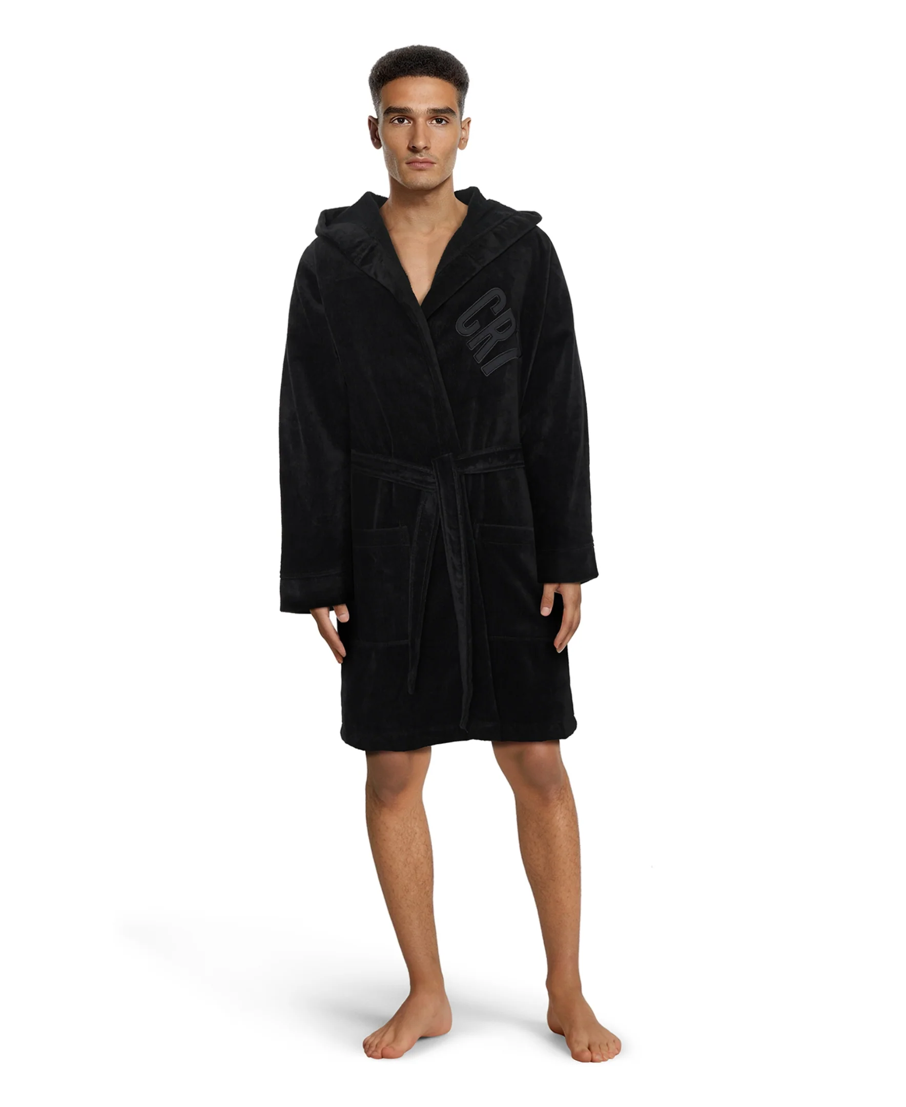 CR7 Men's Bathrobe -100% Cotton, Black - Image 5