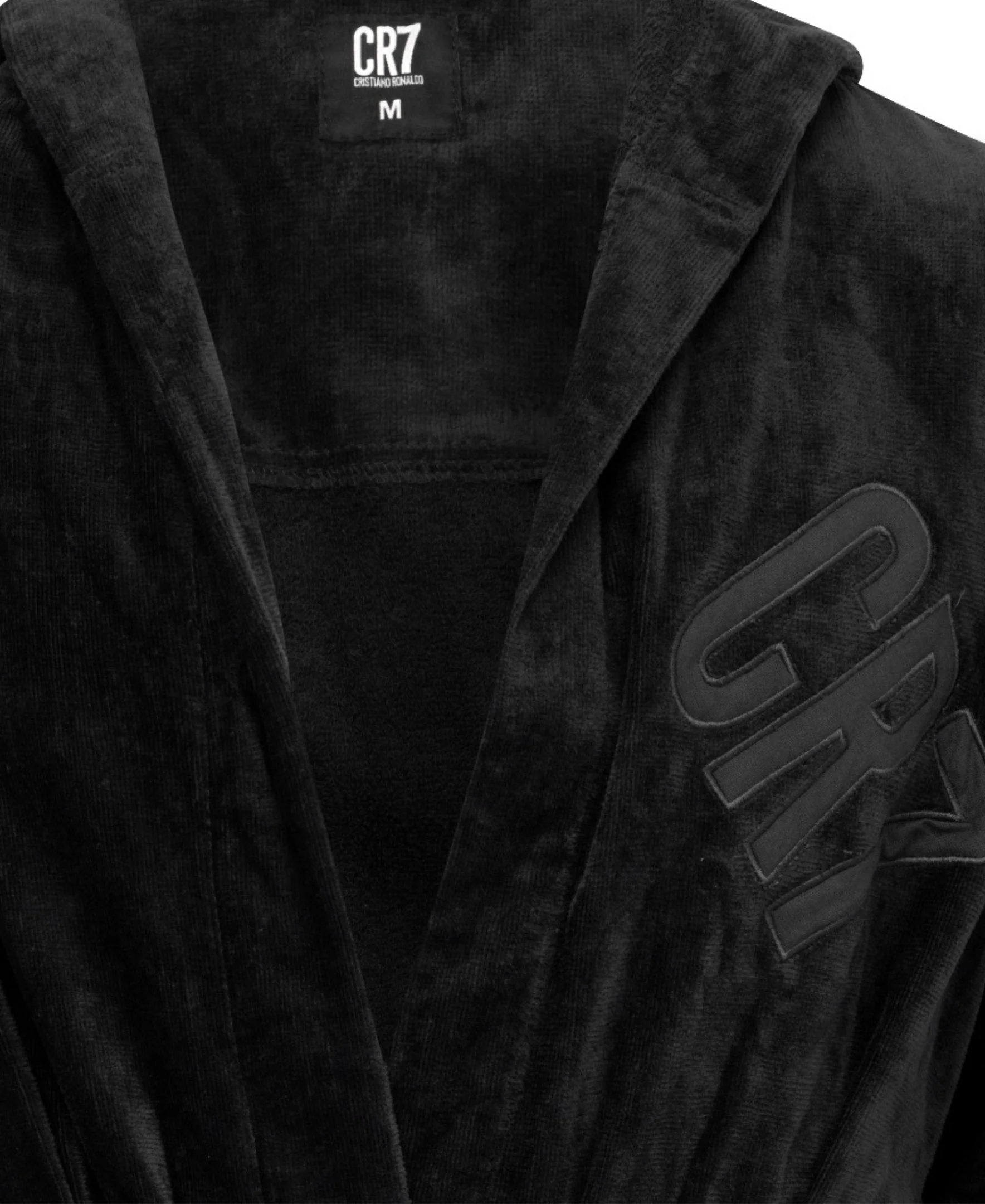 CR7 Men's Bathrobe -100% Cotton, Black - Image 6