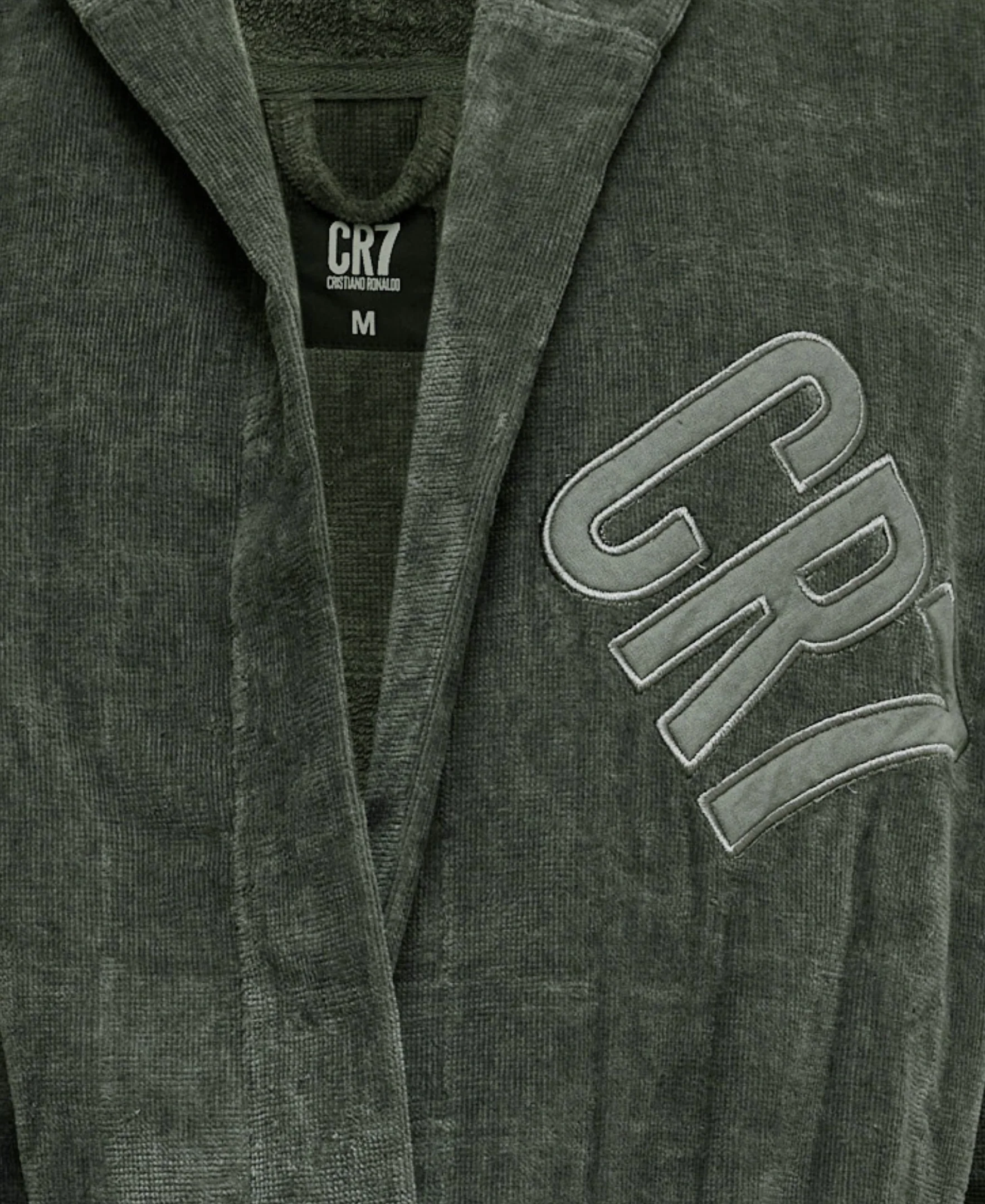 CR7 Men's Bathrobe -100% Cotton, Moss Green - Image 3